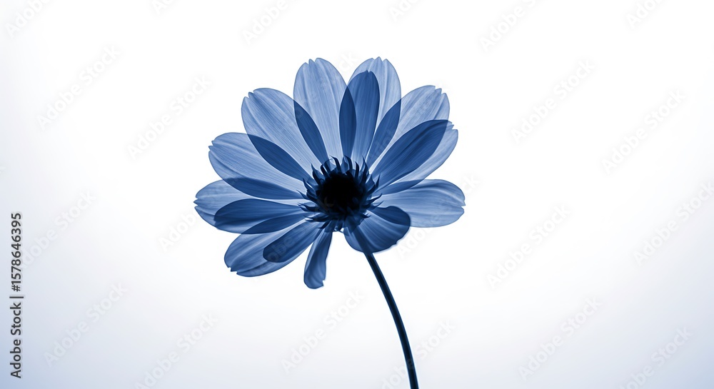Fototapeta premium Blue Bloom: A Study in Light and Shadow