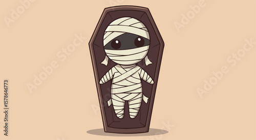 Cute Little Mummy in a Coffin 
