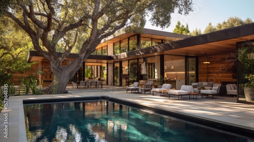 Wallpaper Mural Modern Luxury Home With Outdoor Pool and Mature Trees. Torontodigital.ca