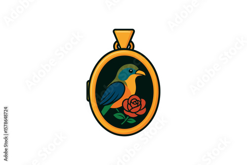 HD locket Colorful a cuckoo rose Vector on white background.01