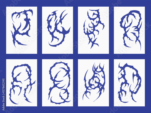 Abstract Blue Tribal Tattoo Collection
