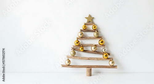 Driftwood Christmas: Minimalist Gold Elegance