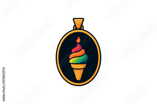 HD locket Ice cream Colorful Vector on white background.01