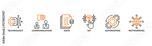 Digital transformation banner web icon