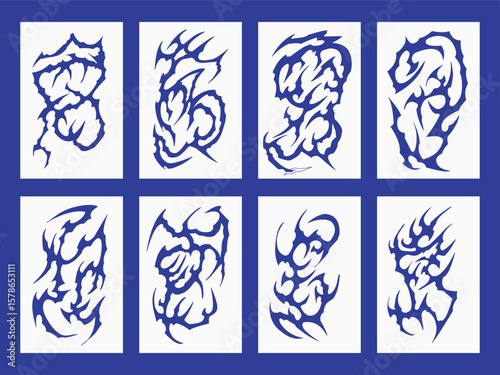Abstract Blue Tribal Tattoo Collection