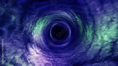 Abstract Tunnel Animation with Blue, Purple, and Green Colors Moving Towards Center