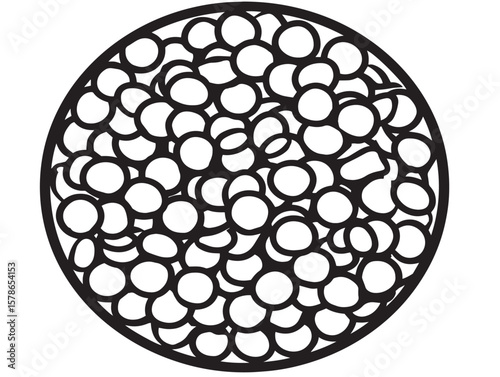 Clean Lentils Dry Line Vector Drawing Art
