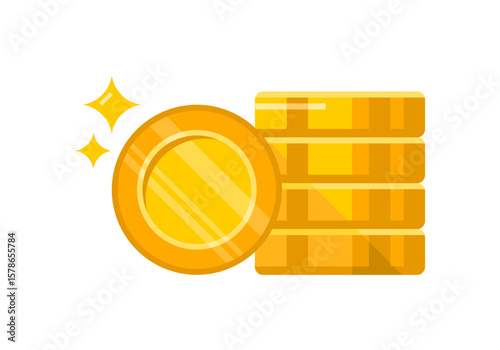 Golden yellow stack coin money financial business icon vector design