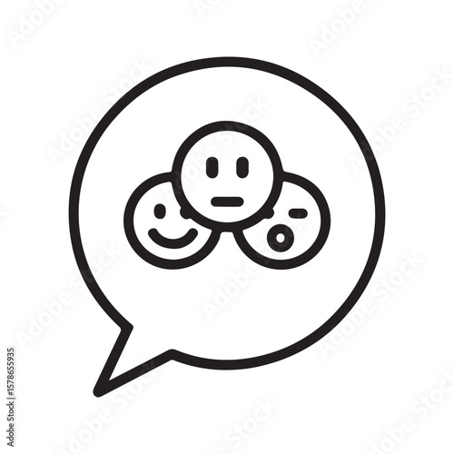 Speech bubble with diverse emotions communication happy