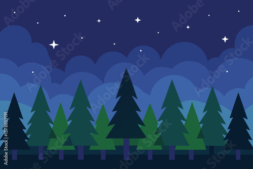 open woodland with stars visible above