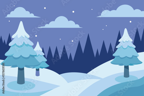 quiet winter woods with soft snowy mounds