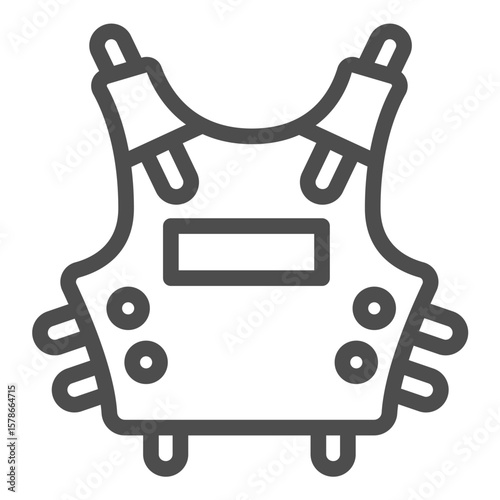 Police body armor with straps line icon, police force concept. Vector graphics. Protective vest for officer man, safety sign on white background, outline style icon for mobile or web design.