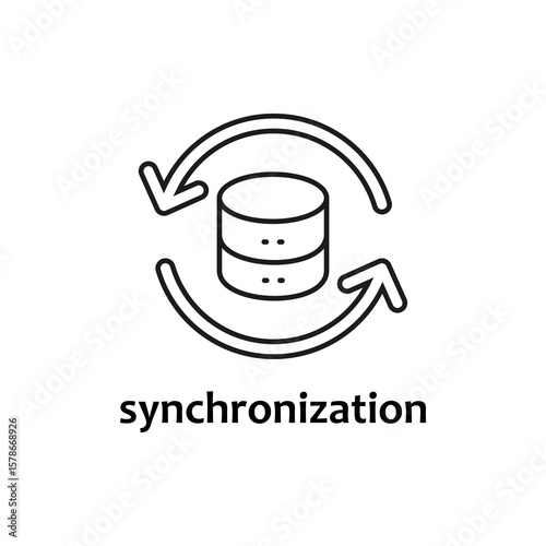 Database synchronization icon for data replication. Suitable for technology related designs, presentations, articles, and educational materials on data management.