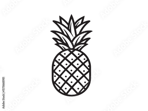 Tropical Pineapple Whole Fruit in Vector Format