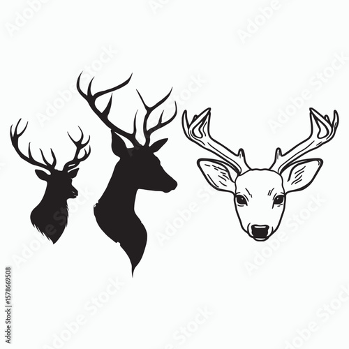 Deer Symbol Black Deer Collection Silhouette Art