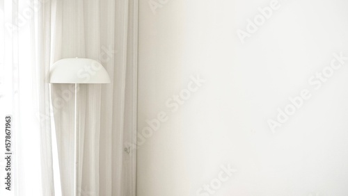 white curtains in a white room, minimal style