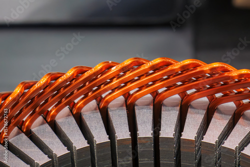 Obraz na płótnie Close up scene the bar wound stator parts  for electric car motor