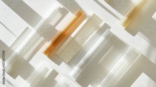 Abstract Arrangement of Transparent and Opaque Geometric Shapes