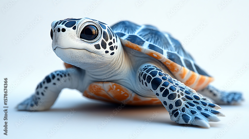 Fototapeta premium Realistic turtle model showcasing intricate patterns and textures against a clean background