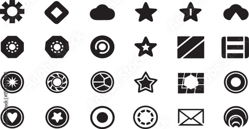 Star Badge and Ribbon Label Icons Pack