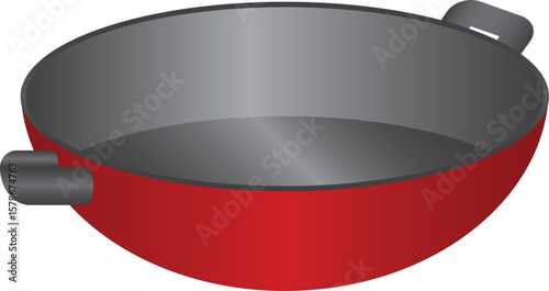 vector illustration red wok pan