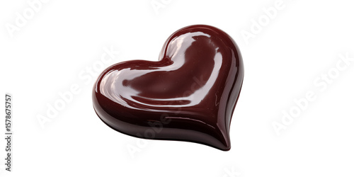 Shiny Chocolate Heart Against Transparent Backdrop A Romantic Sweet Treat