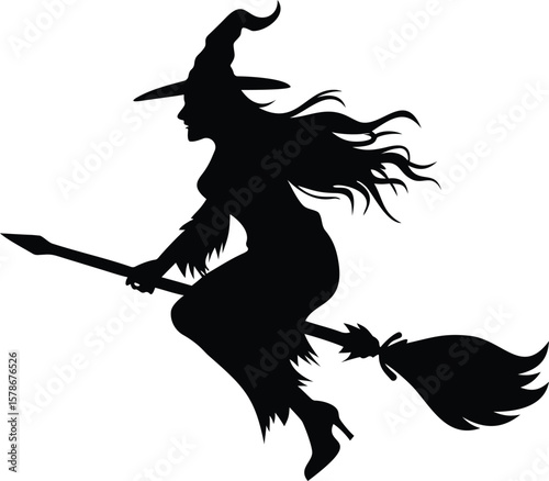 Silhouette of Witches in Flight