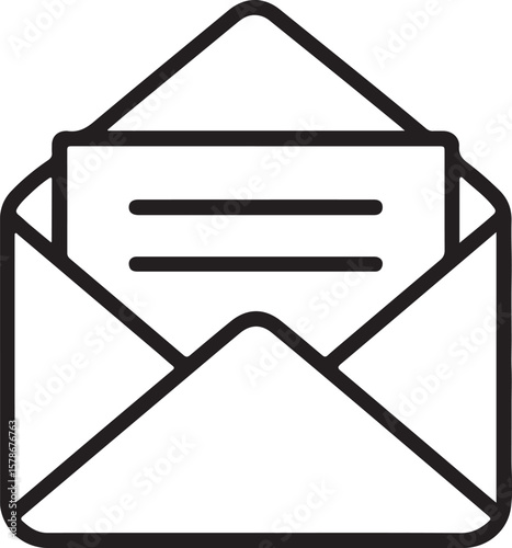 Open envelope with letter inside icon symbolizing communication and mail delivery