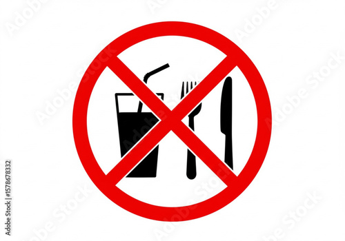 No food or drink allowed sign with red prohibition circle and slash