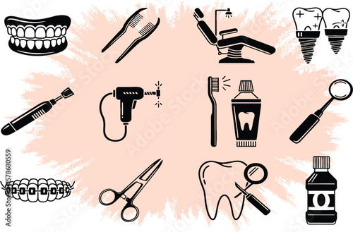 Dentist stomatologist editable icons set, simple style. Detailed set of Dental icons. EPS 10.