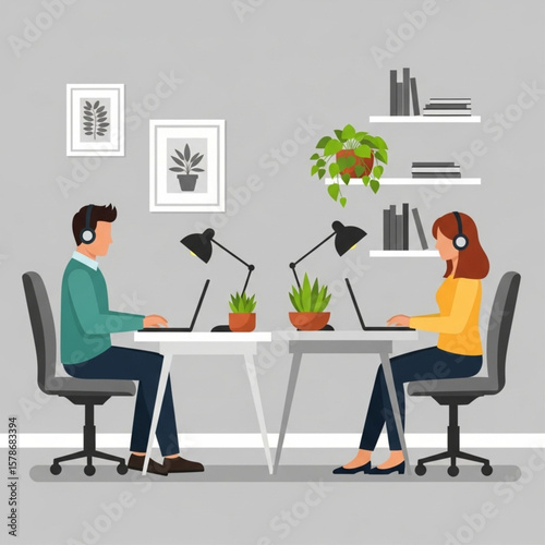 Remote Working Flat Illustration