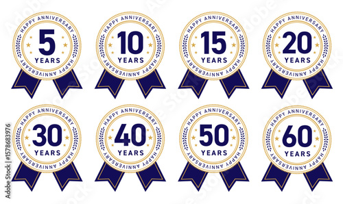  周年記念のアニバーサリーメダルロゴセット｜5周年,10周年,15周年,20周年,25周年,30周年,40周年,50周年