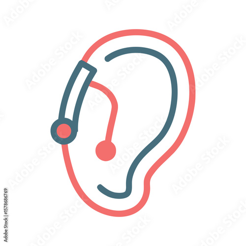 Flat Vector Icon of a Hearing Aid Single hearing aid icon flat design style