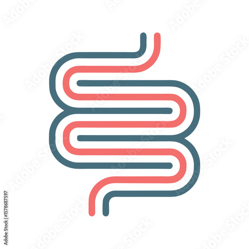 Red Flat Intestine Organ Icon Design Single flat icon design intestine colored red intestine