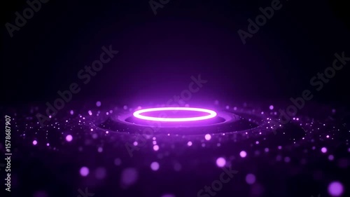 Purple neon glow platform background for product display and futuristic presentation design concept