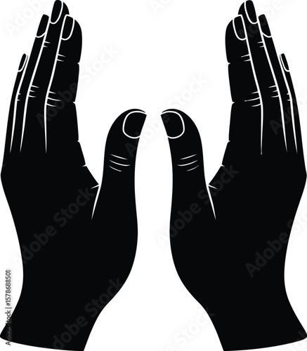 Open Hands Silhouette Reaching Outward in a Gesture of Hope