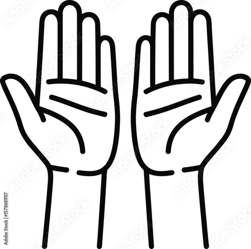 Human hands open palm up worship with faith in religion and belief in God on blessing backgroundChristian Religion concept background concept as Hands open in worship with faith Clean Set 2 Pro Vector