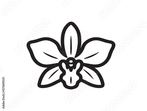 Elegant Vanilla Orchid Vector Icon in Fresh Clean Line Art Style