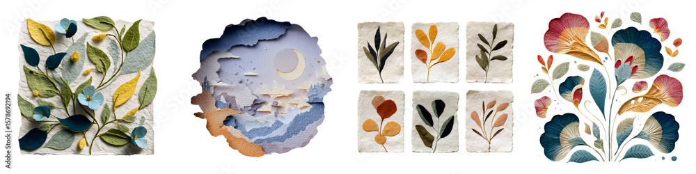 Fototapeta premium Handmade Watercolor Floral Illustrations and Abstract Designs