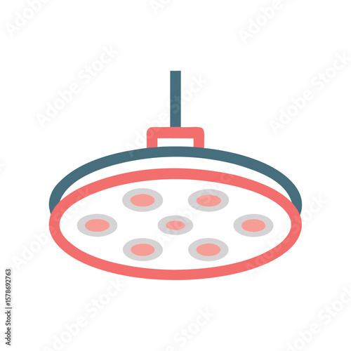 Flat Design Surgical Light Icon for Operating Room with CMYK Colors and Simple Font Usage