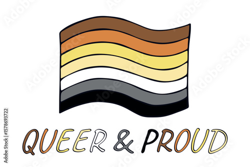 Colorful Bear brotherhood pride flag Happy pride day LGBTQ community Pride Month Vector hand drawn doodle for posters, stickers, logo, cards