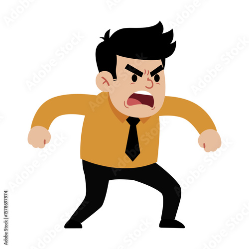 Angry Businessman Cartoon Character