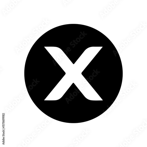 X in circle silhouette icon vector flat illustration on white background.