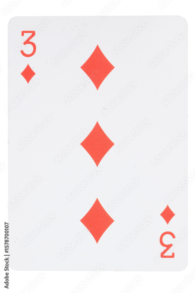 Obraz premium card gambling on white game luck three diamonds