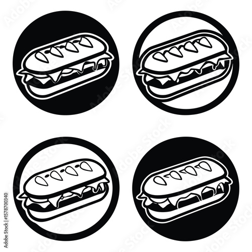 Deli sandwich icon set