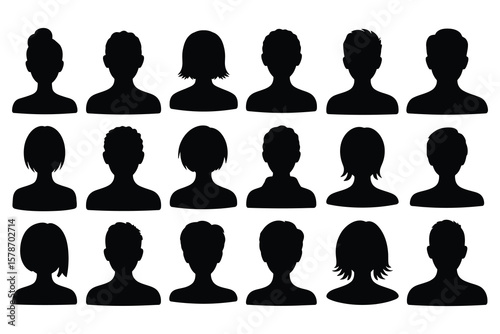 Diverse human head silhouettes people heads