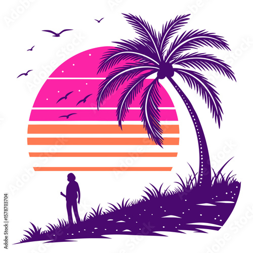 silhouette of a girl on a beach