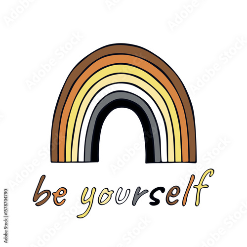 Colorful rainbow shape Bear brotherhood pride flag Happy pride day LGBTQIA community Pride Month Vector hand drawn doodle for posters, stickers, logo, cards