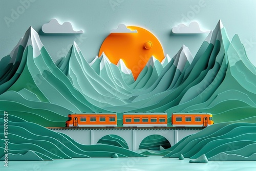 A beautiful 3d vintage travel poster made by paper