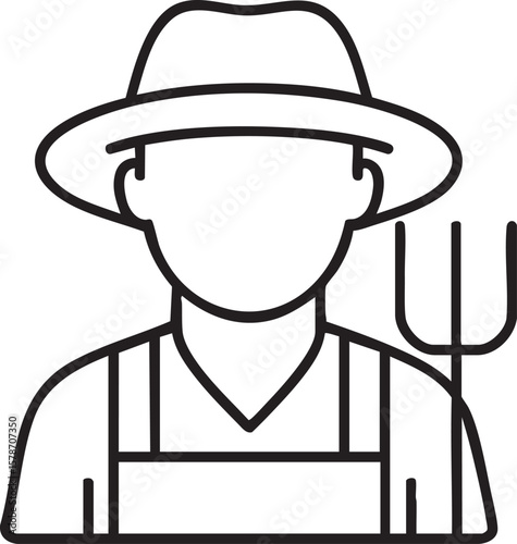 Outline Icon of a Construction Worker or Tradesman Wearing a Hard Hat and Overalls, Perfect for Vector Design Bundle_12.eps
